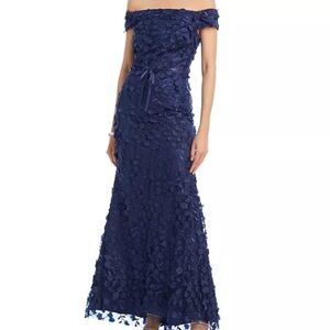 Eliza J
Black Tie Navy Off The Shoulder 3D Floral Gown